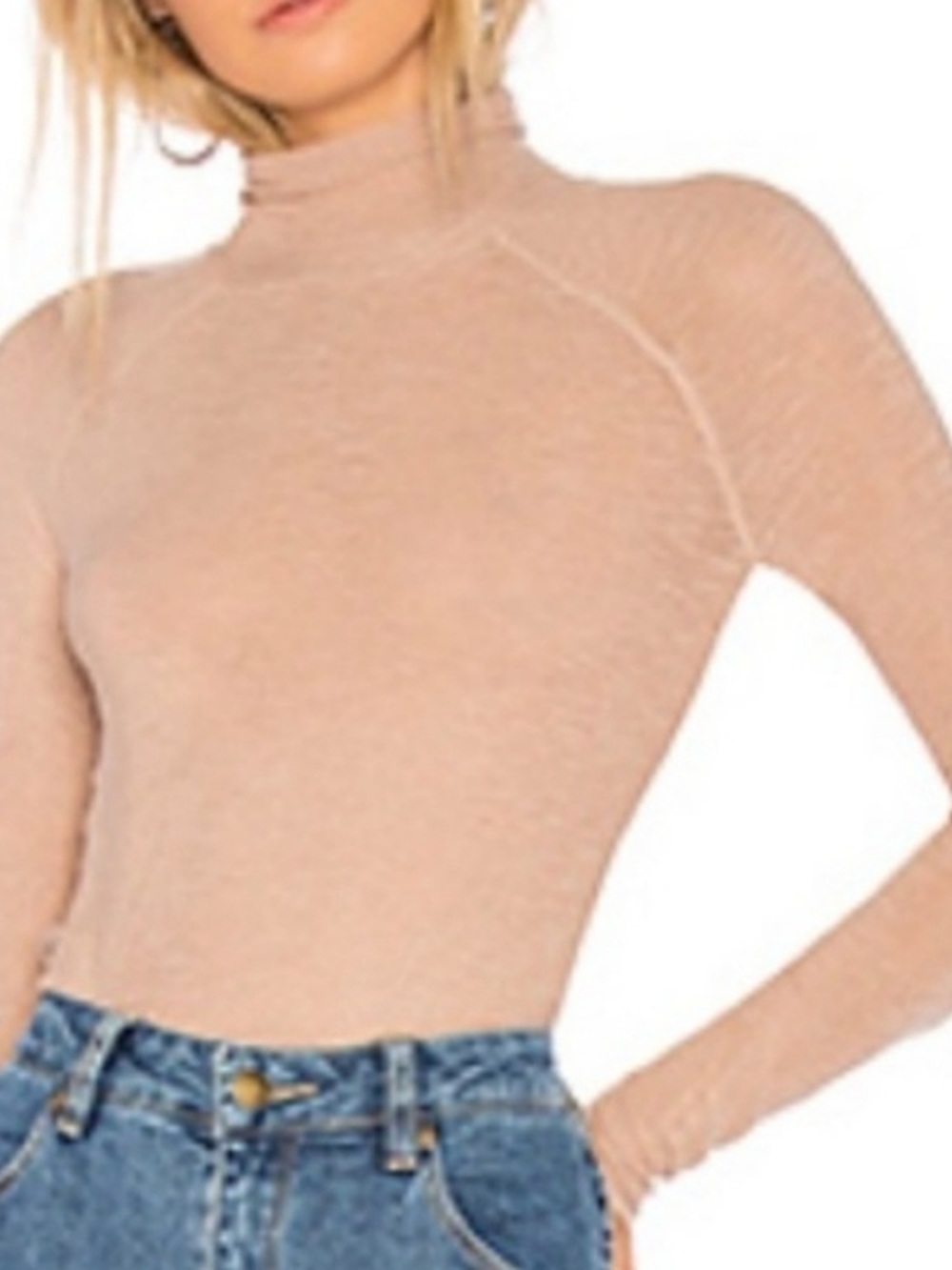 Free People Lightweight Taupe Long Sleeve Turtleneck